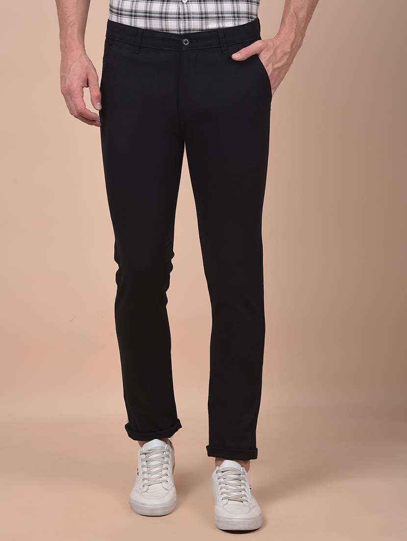 men solid mid rise flat front casual chinos - 21987554 - Zoom Image - 0