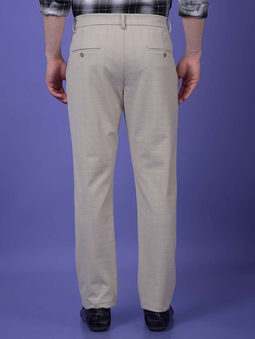men checkered mid rise flat front casual chinos  - 21987556 -  Standard Image - 3