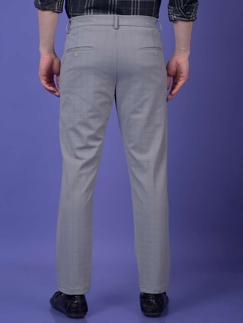 men checkered mid rise flat front casual chinos  - 21987557 -  Standard Image - 3