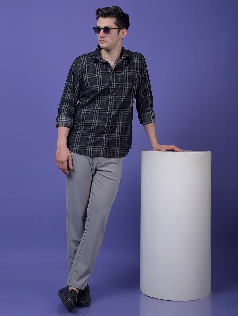 men checkered mid rise flat front casual chinos  - 21987557 -  Standard Image - 5