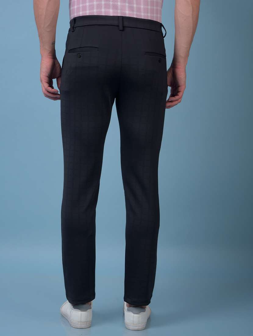 men checkered mid rise flat front casual chinos  - 21987559 -  Standard Image - 3