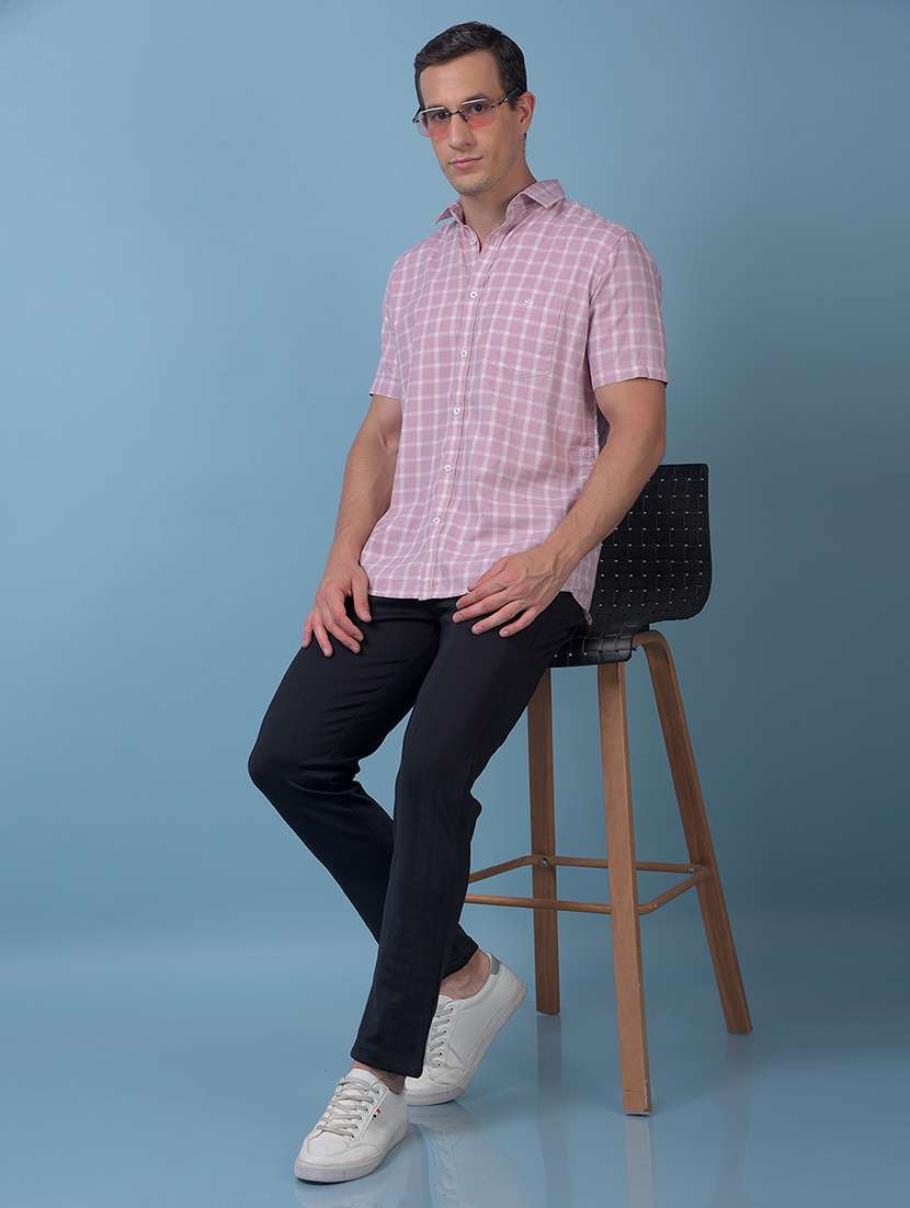 men checkered mid rise flat front casual chinos  - 21987559 -  Standard Image - 5