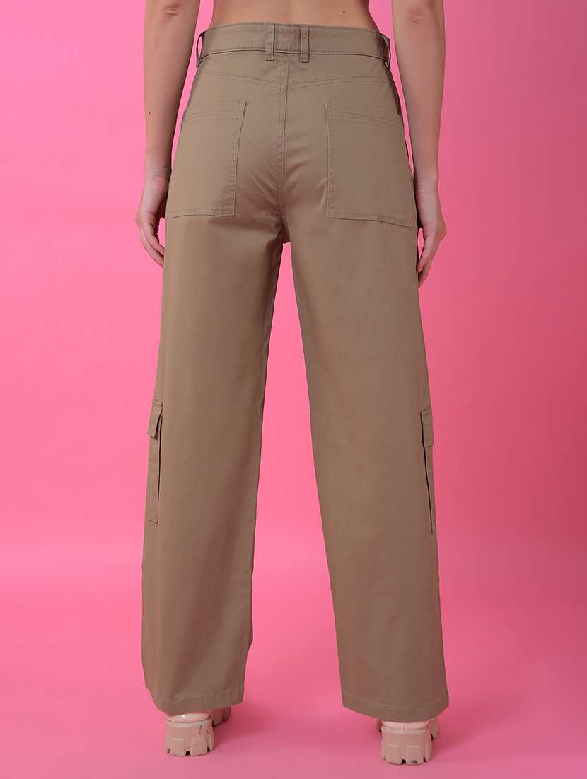 women solid mid rise relaxed fit cargo - 21987564 -  Standard Image - 3