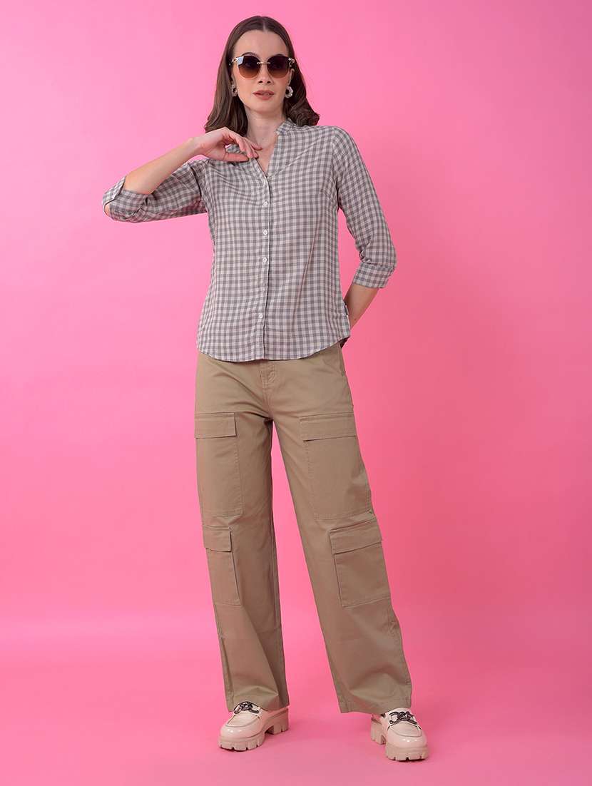 women solid mid rise relaxed fit cargo - 21987564 -  Standard Image - 5