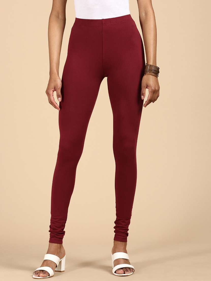 women solid mid rise full legth legging