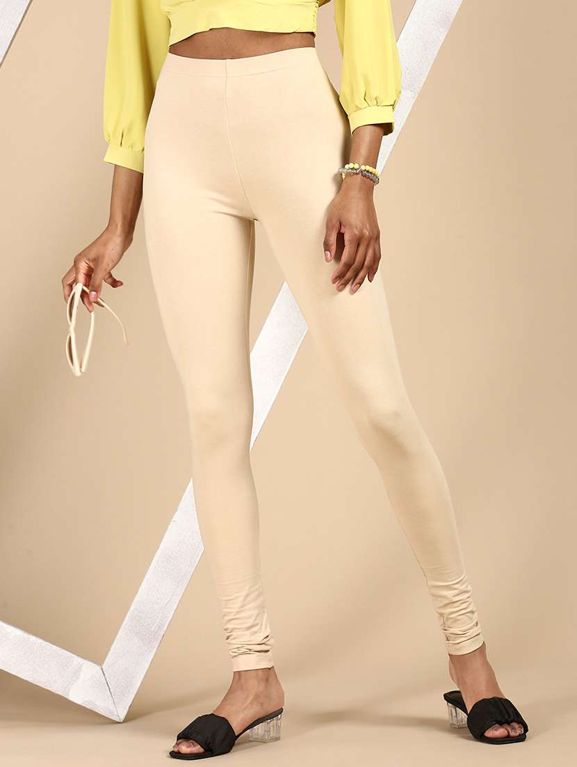 women solid mid rise full legth legging