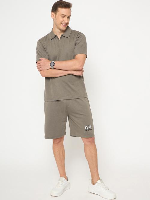 men solid short sleeve t-shirt & shorts co-ord set - 21987599 - Standard Image - 0