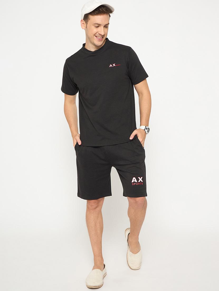 men solid short sleeve t-shirt & shorts co-ord set - 21987604 - Zoom Image - 0