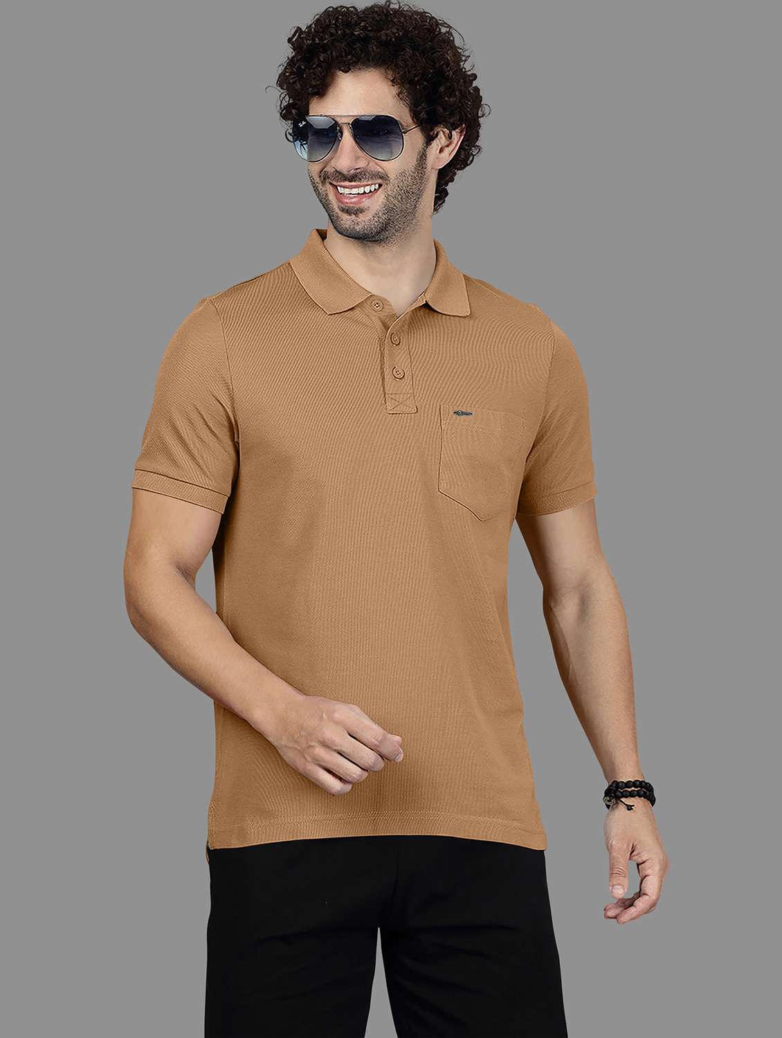 men solid short sleeve regular fit polo t-shirt