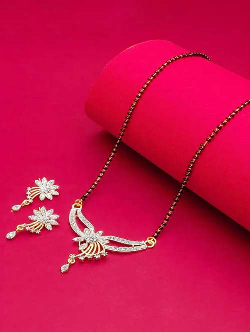 women stone studded gold plated floral mangalsutra set - 21987704 - Standard Image - 0