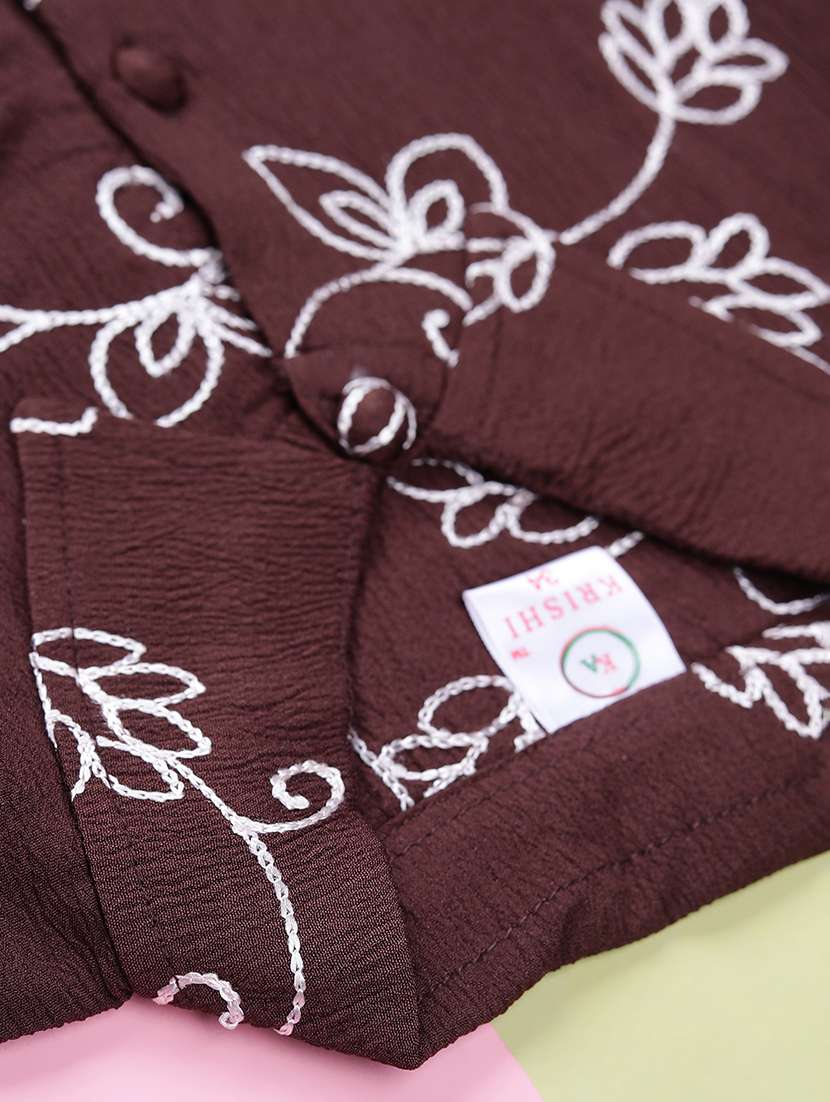 girls embroidered three quarter sleeve top - 21987718 -  Standard Image - 3