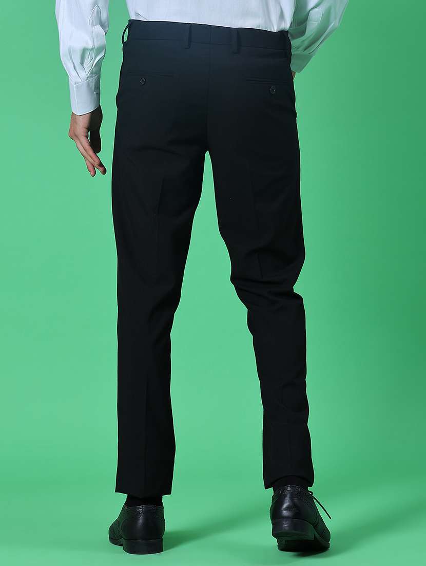 men solid mid rise flat front formal trouser - 21987746 -  Standard Image - 3