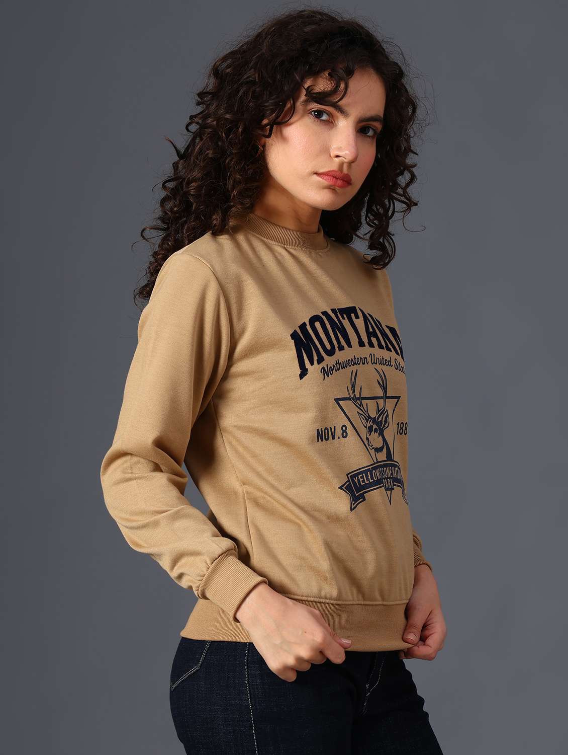 women printed long sleeve sweatshirt - 21987817 -  Standard Image - 3