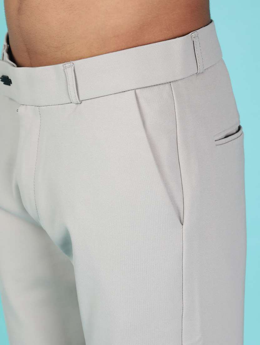 men solid mid rise flat front casual trouser - 21987879 - Standard Image - 5