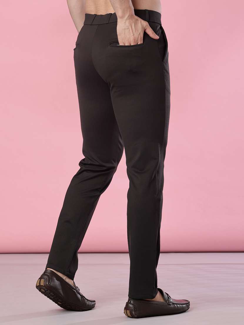 men solid mid rise flat front casual trouser - 21987882 -  Standard Image - 3