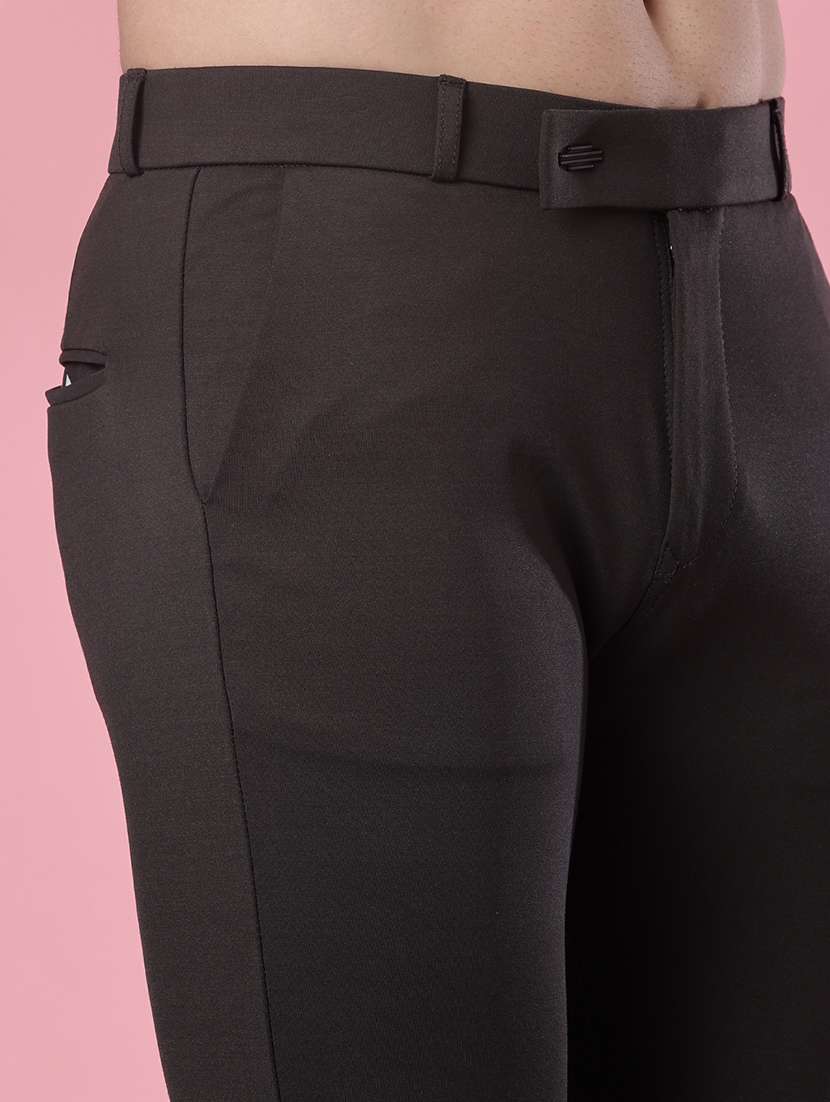 men solid mid rise flat front casual trouser - 21987882 -  Standard Image - 5