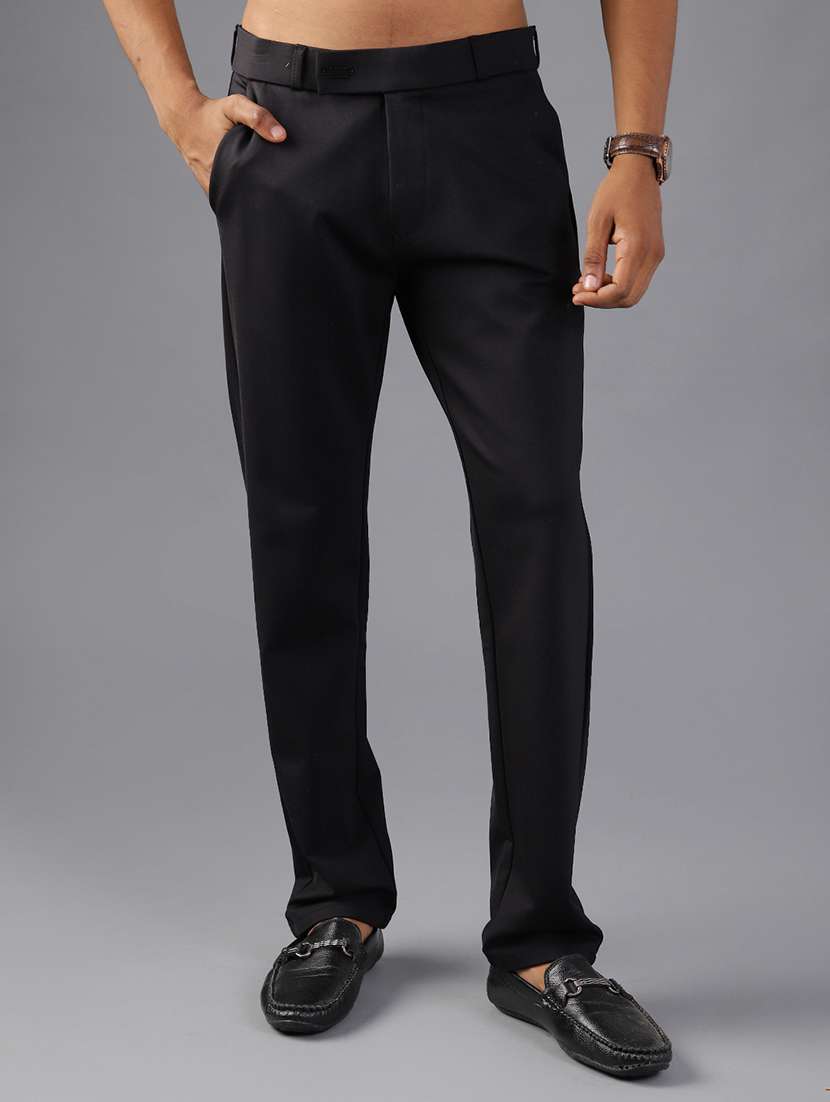 men solid mid rise casual chinos