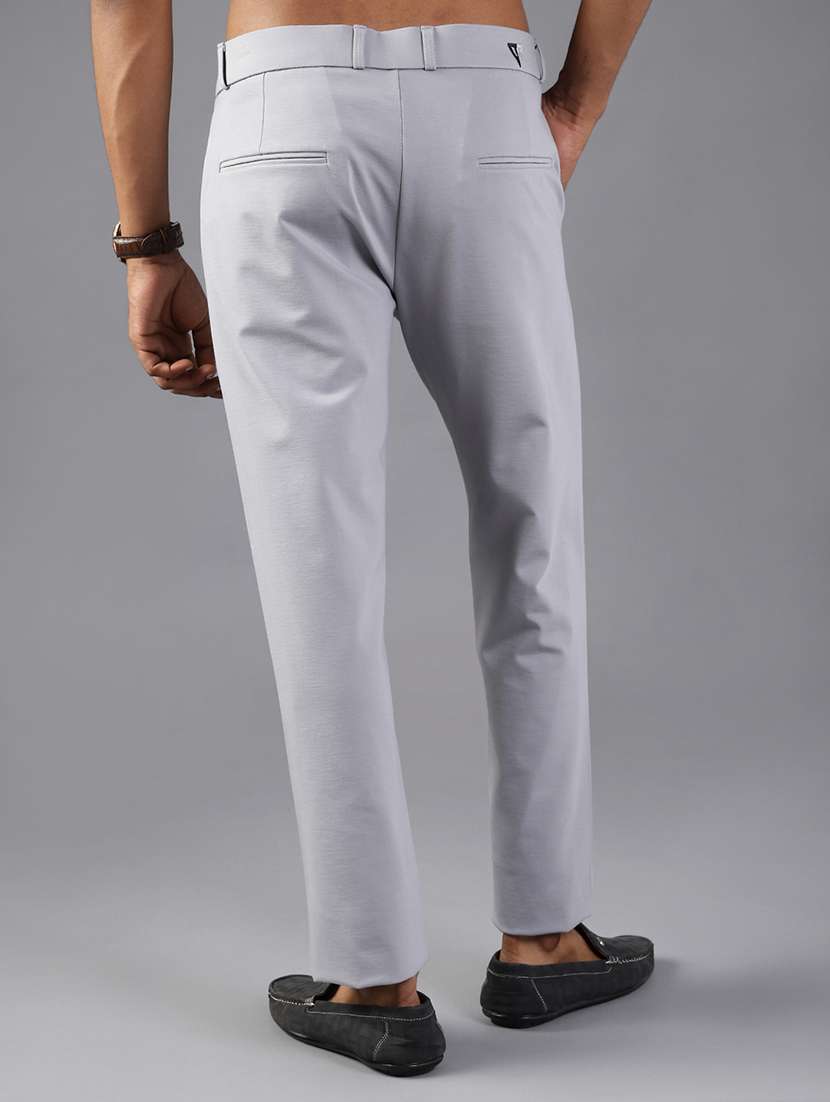 men solid mid rise flat front casual trouser - 21987885 -  Standard Image - 3