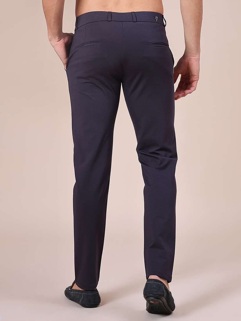 men solid mid rise flat front casual trouser - 21987897 -  Standard Image - 3