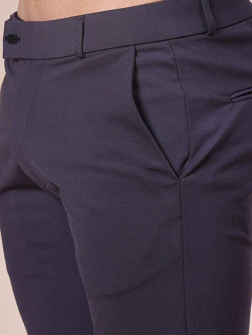 men solid mid rise flat front casual trouser - 21987897 -  Standard Image - 5