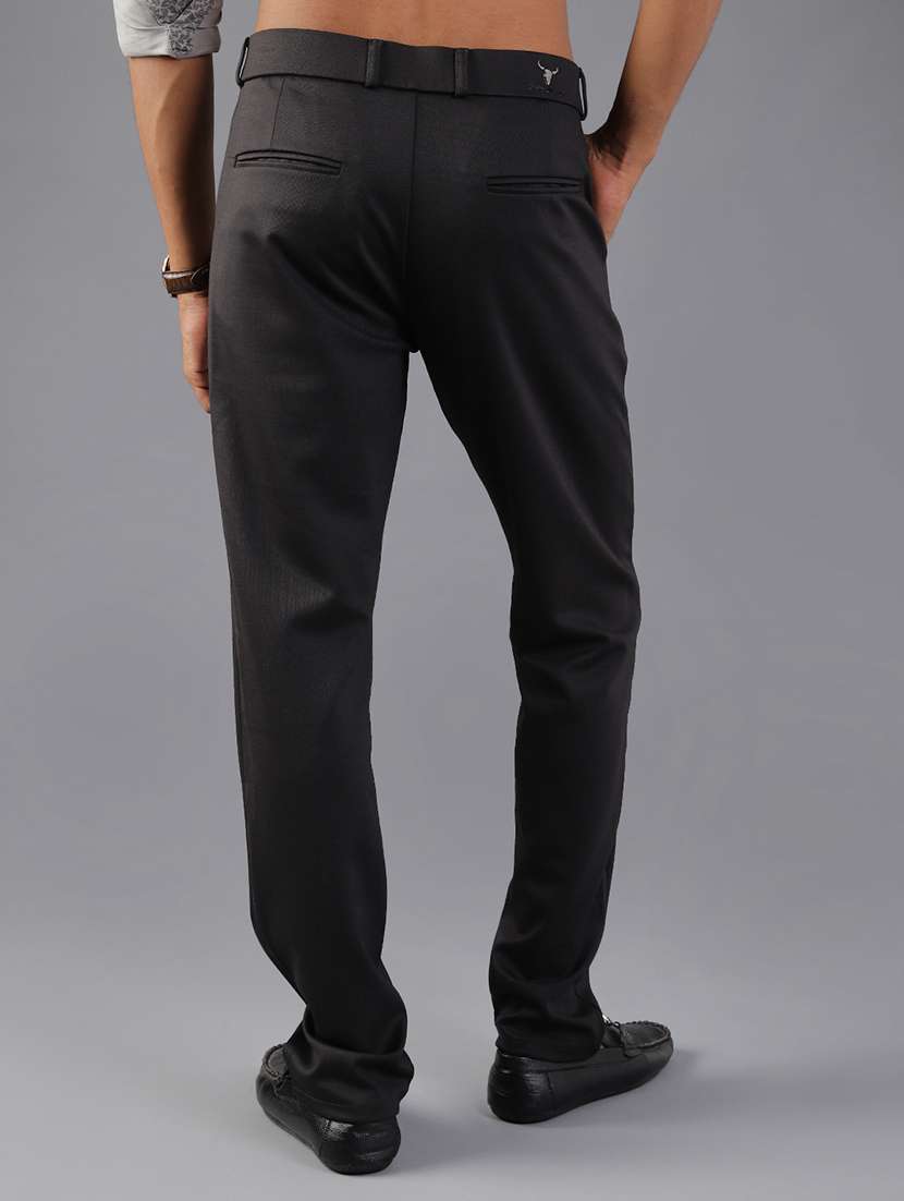 men solid mid rise flat front casual trouser - 21987900 -  Standard Image - 3