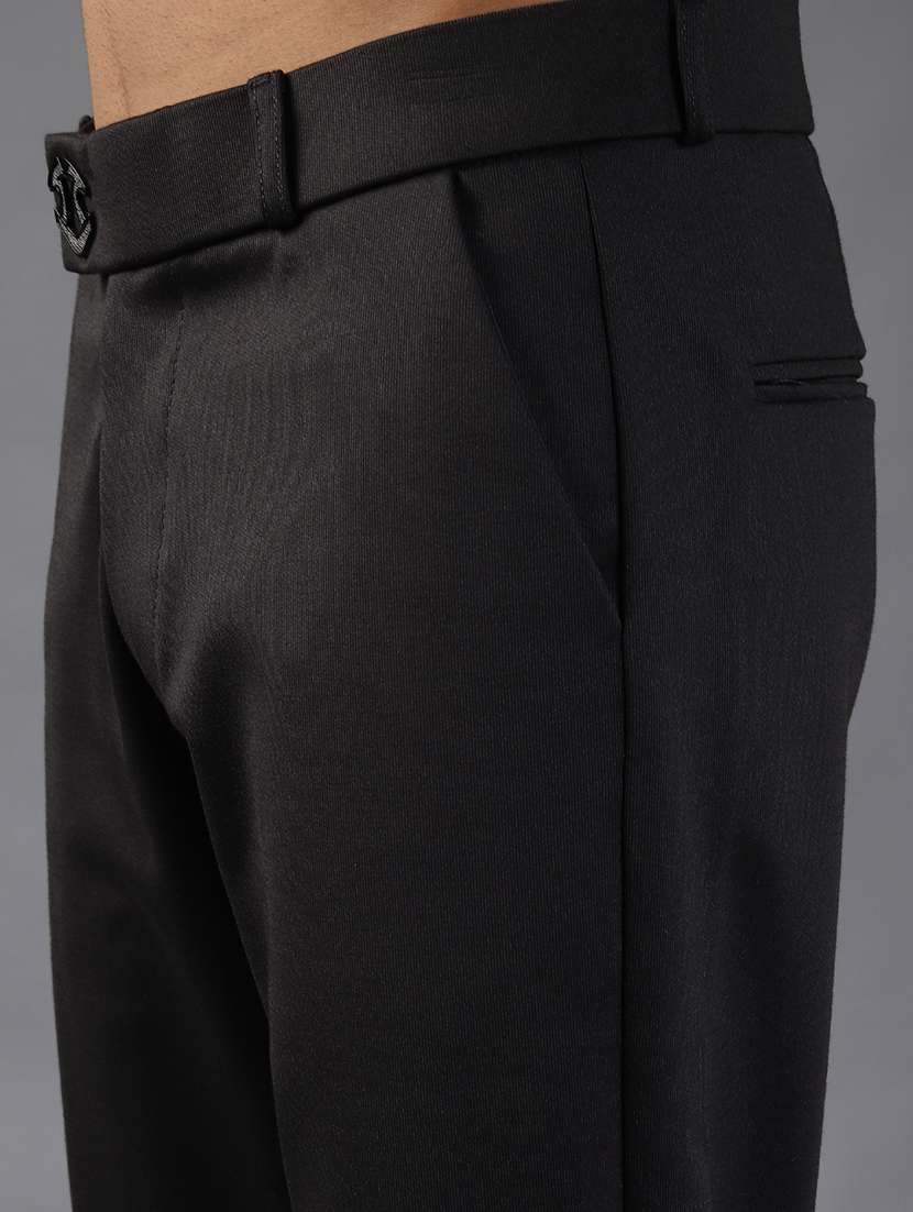 men solid mid rise flat front casual trouser - 21987900 -  Standard Image - 5