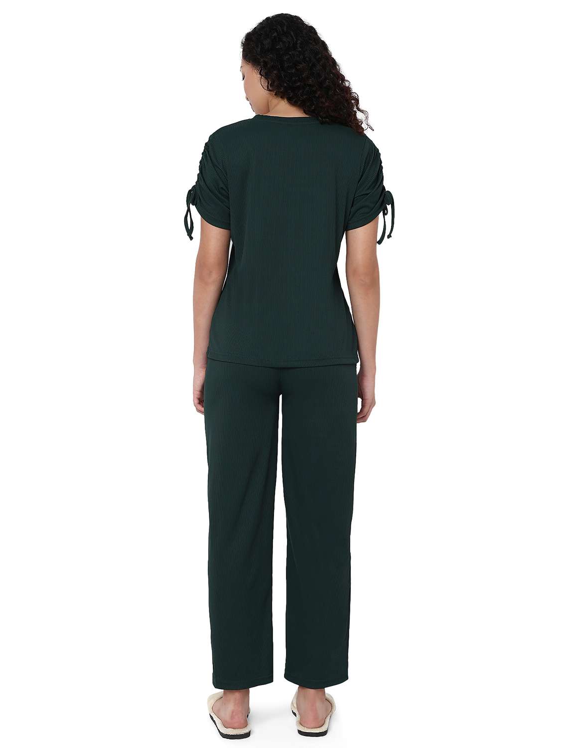 women bottle green solid nightwear pyjama set - 21987944 -  Standard Image - 3