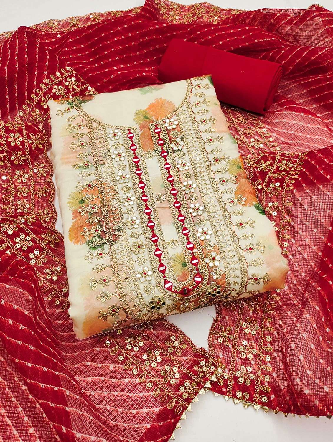 women floral embroidered unstitched suit set