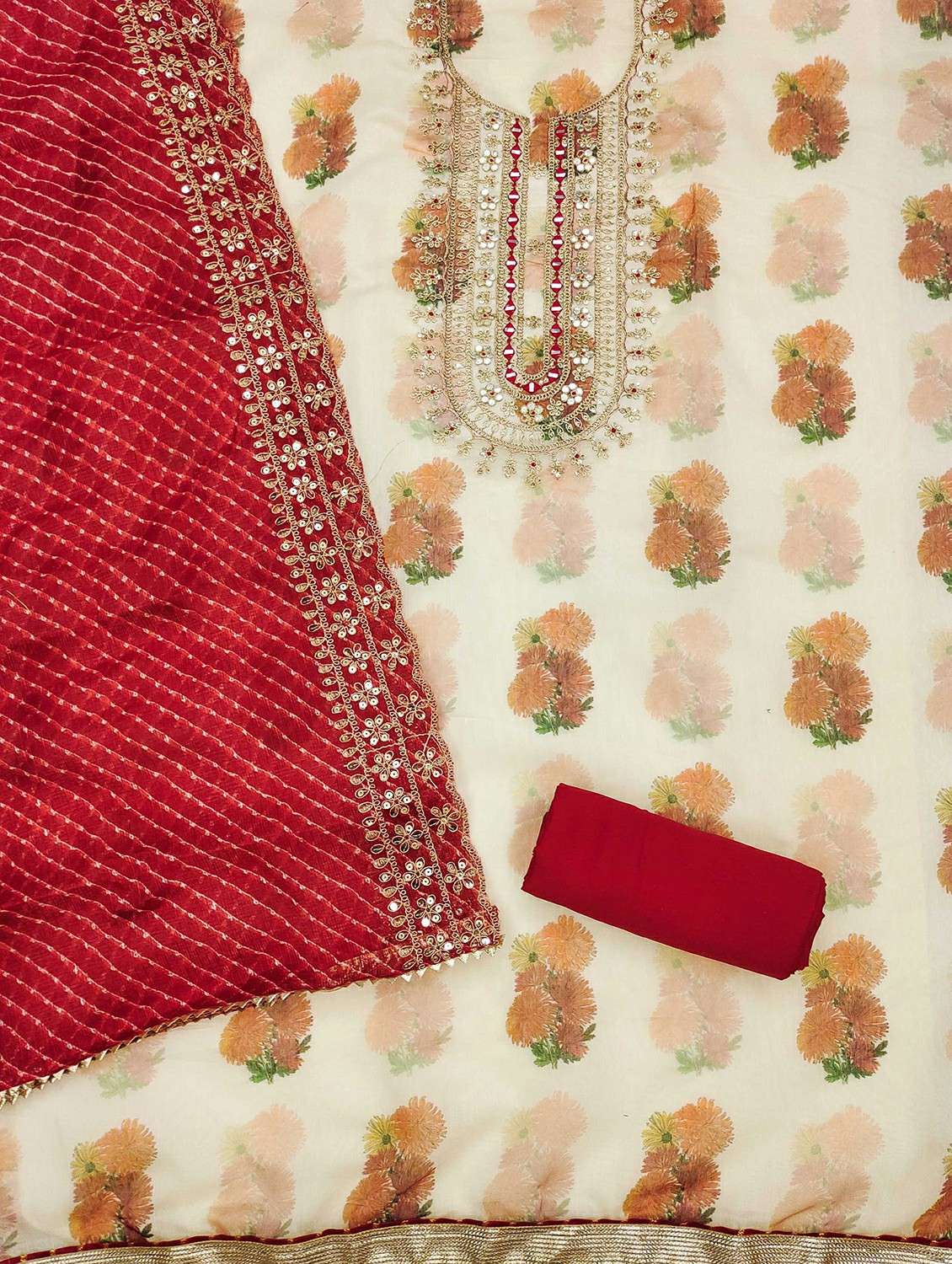 women floral embroidered unstitched suit set - 21987960 -  Standard Image - 3