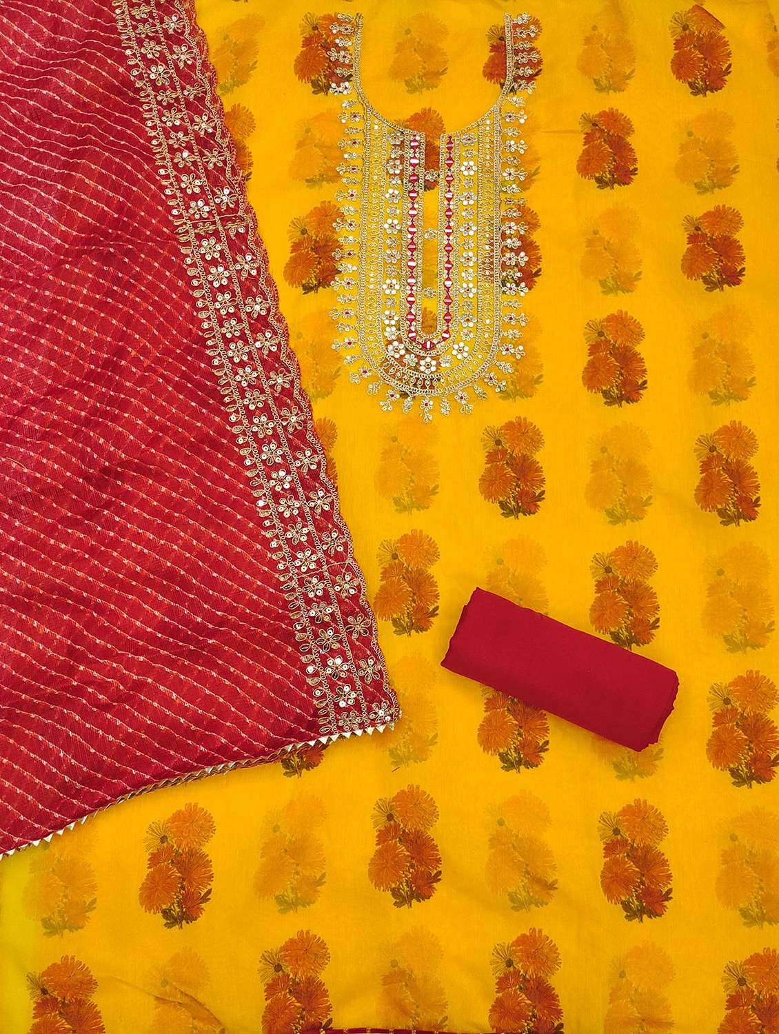 women floral embroidered unstitched suit set - 21987961 -  Standard Image - 3