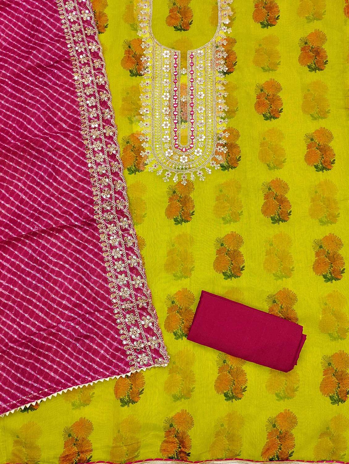 women floral embroidered unstitched suit set - 21987962 -  Standard Image - 3