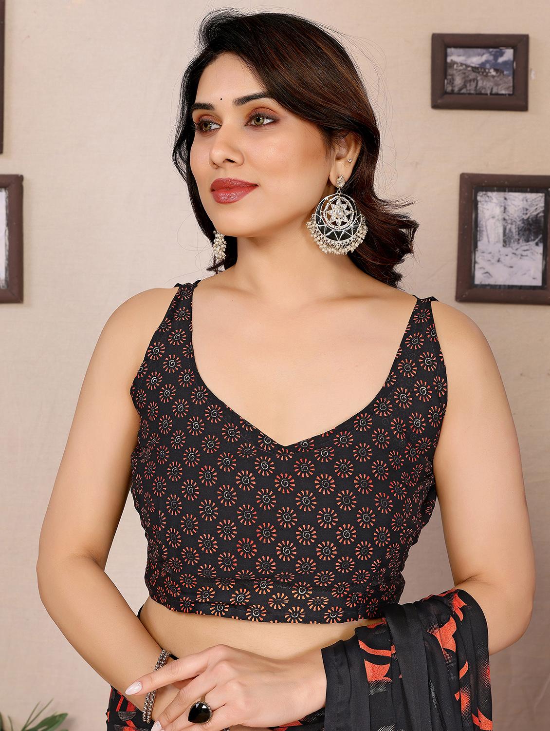 women printed casual wear saree with blouse - 21988139 - Standard Image - 5