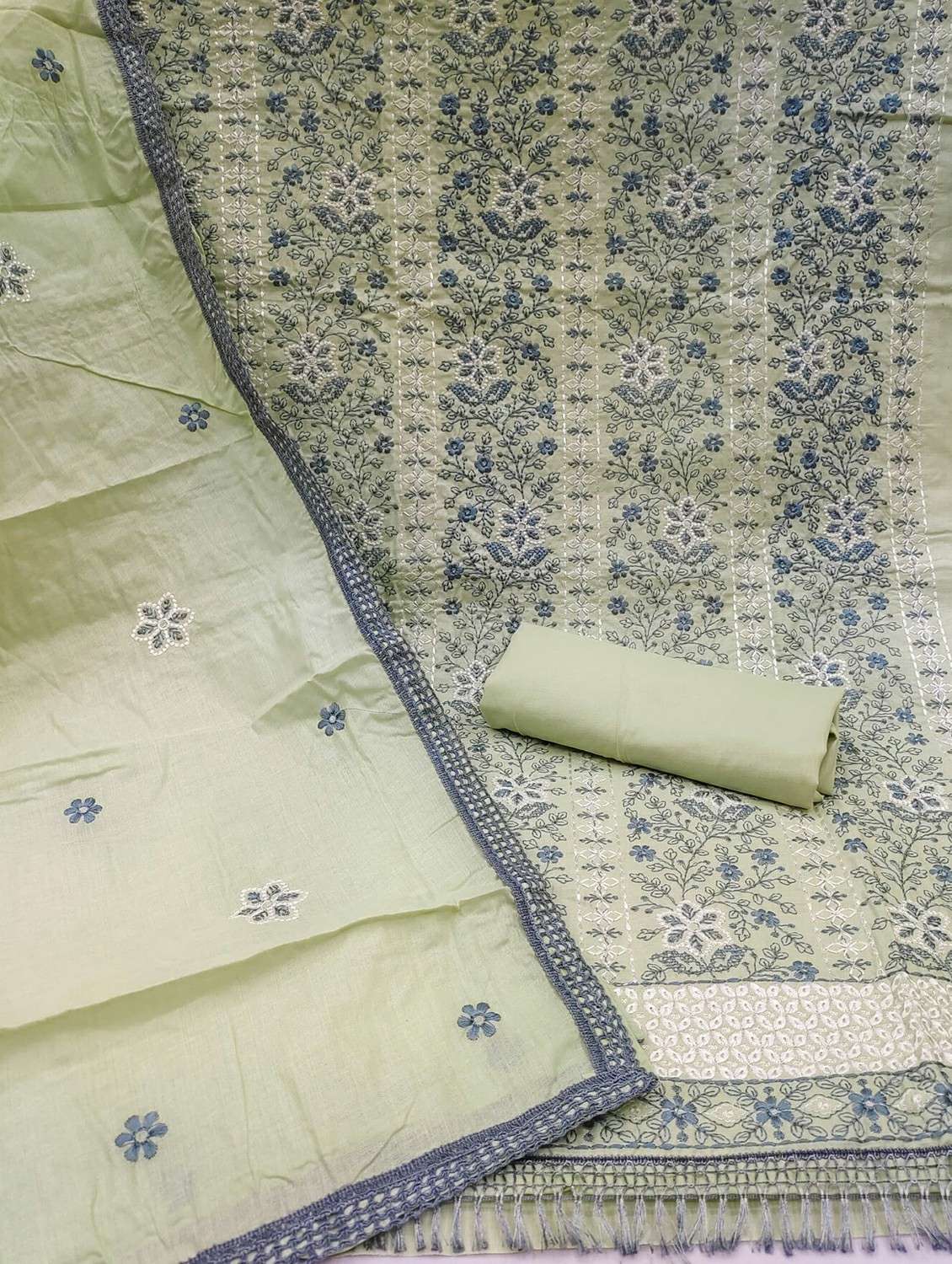 women solid with work embroidered unstitched suit set - 21988158 -  Standard Image - 3