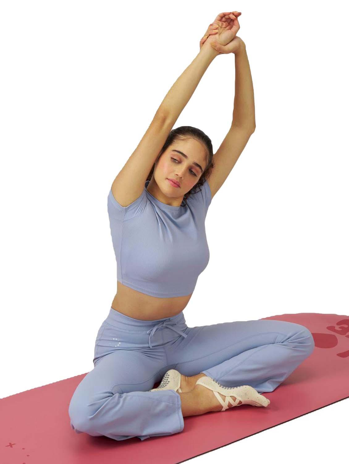 women blue soldi short sleeve crop top