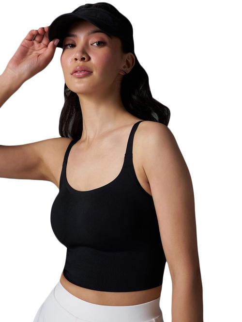women black solid sports bra - 21988249 - Standard Image - 0