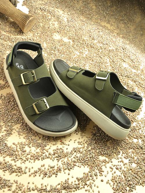 men olive back strap sandal - 21988262 -  Standard Image - 0