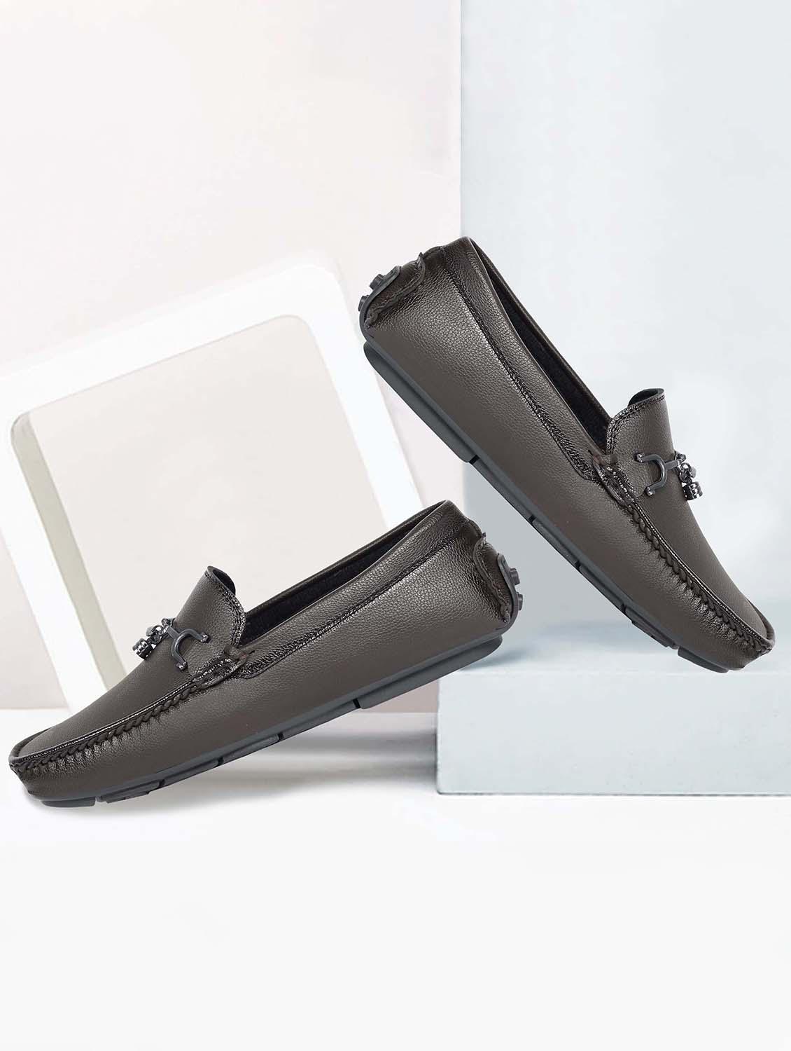 men brown slip on horsebit loafer