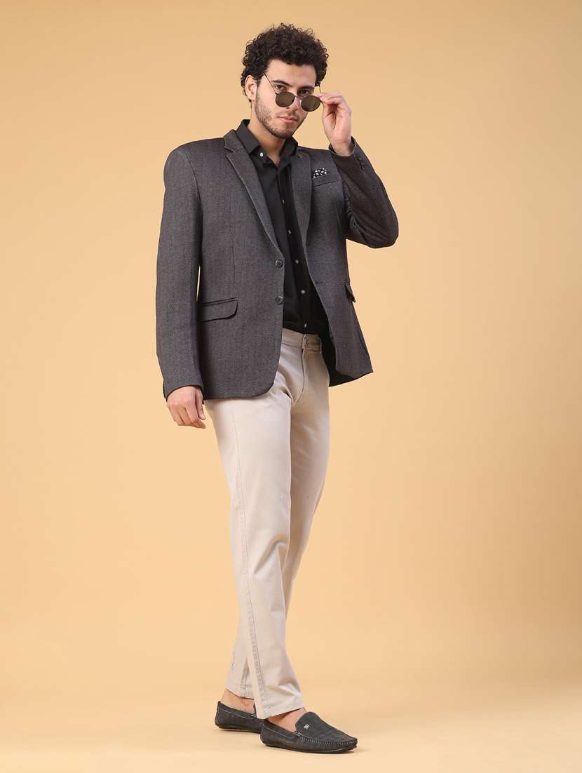 men self design lapel collar single breasted casual blazer - 21988349 -  Standard Image - 5