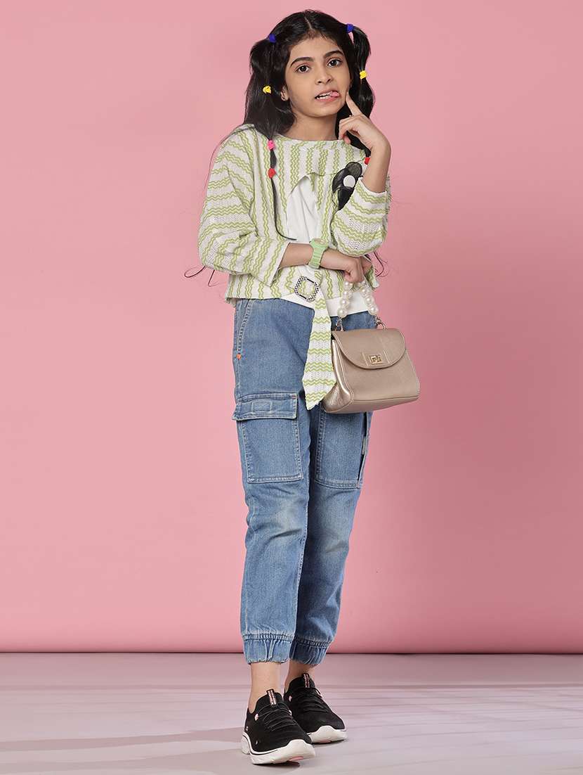 girls striped three quarter sleeve top - 21988497 -  Standard Image - 5