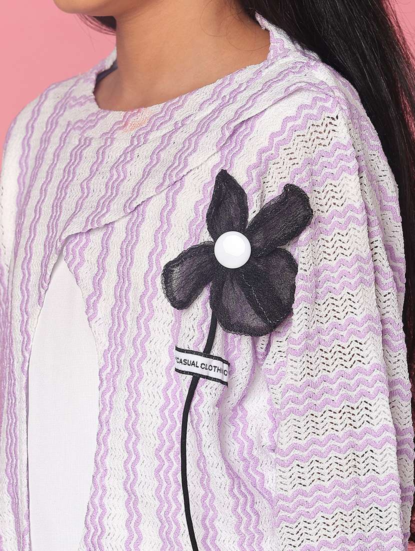 girls striped three quarter sleeve top - 21988499 -  Standard Image - 5