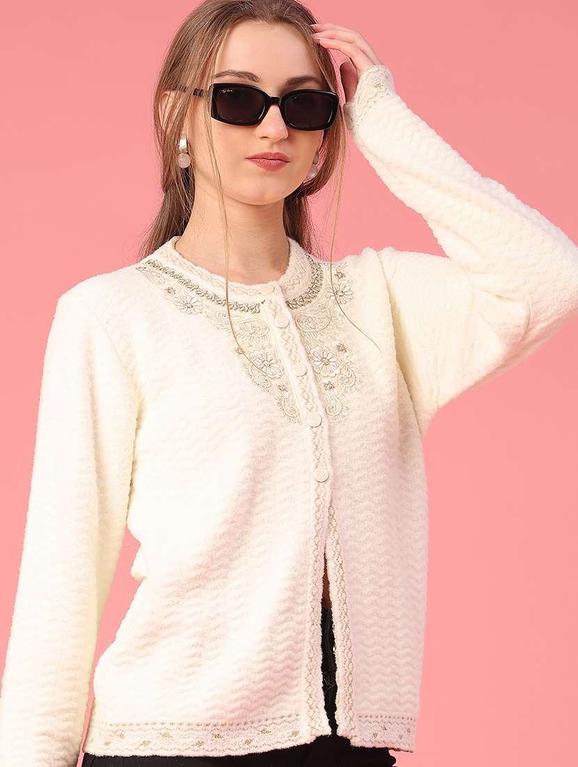 women self design long sleeve cardigan