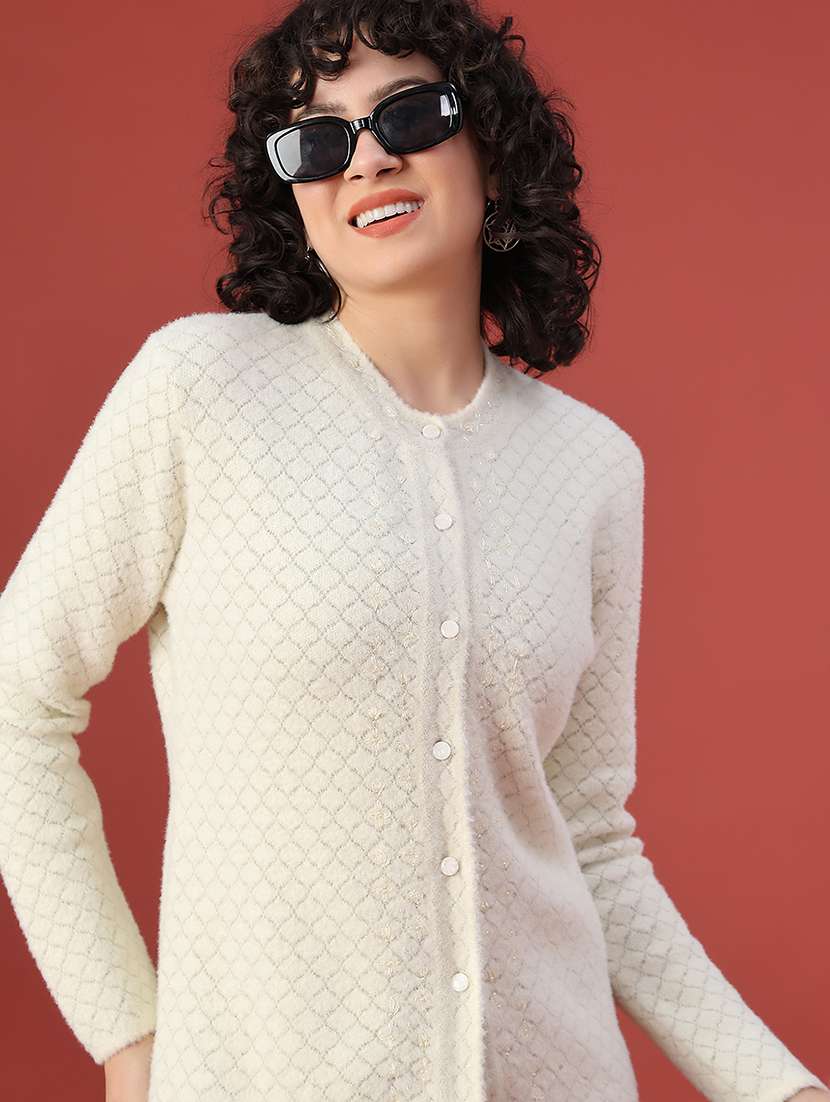 women self design long sleeve cardigan