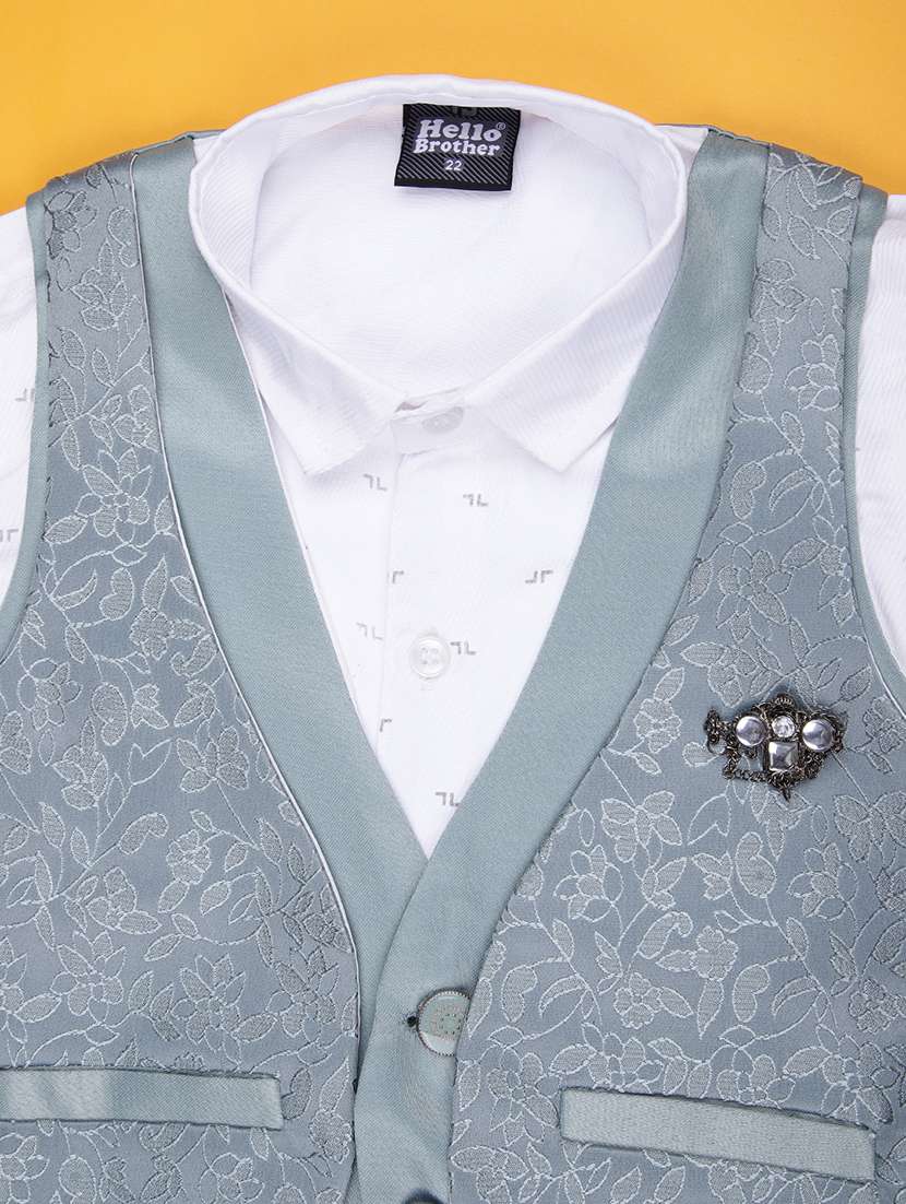 boys self design trouser & shirt with waist coat set - 21988587 -  Standard Image - 5