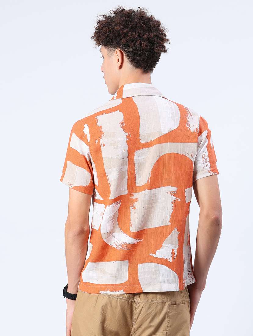 men printed short sleeve regular fit casual shirt - 21988597 -  Standard Image - 3