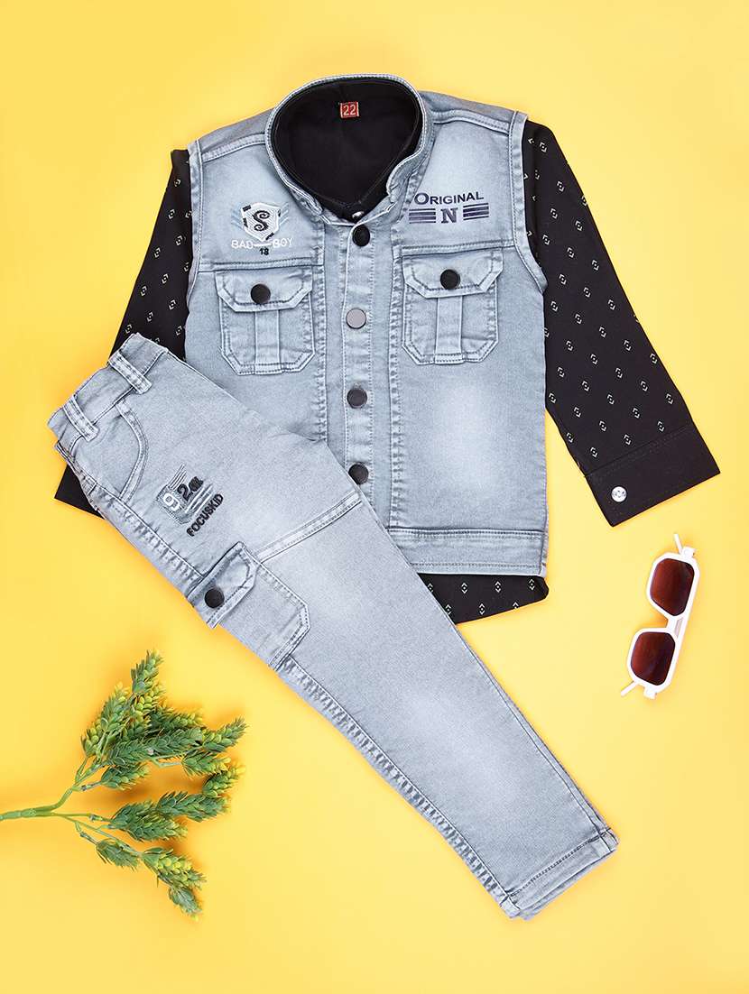 boys solid long sleeve full length set