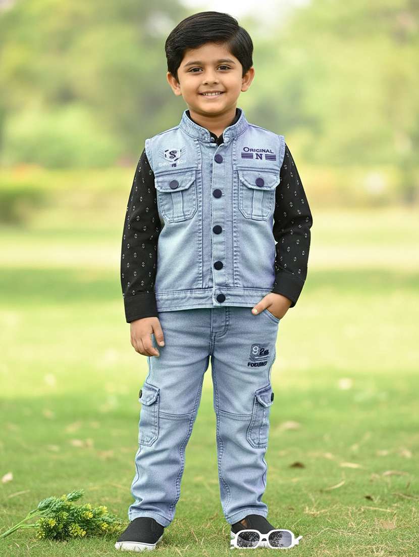 boys solid long sleeve full length set