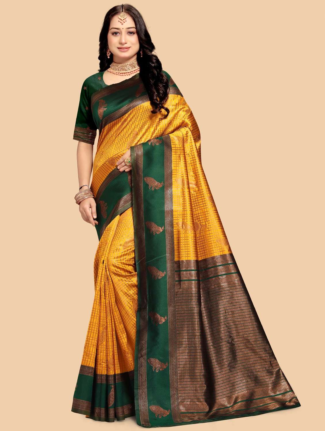 women self design banarasi saree with blouse