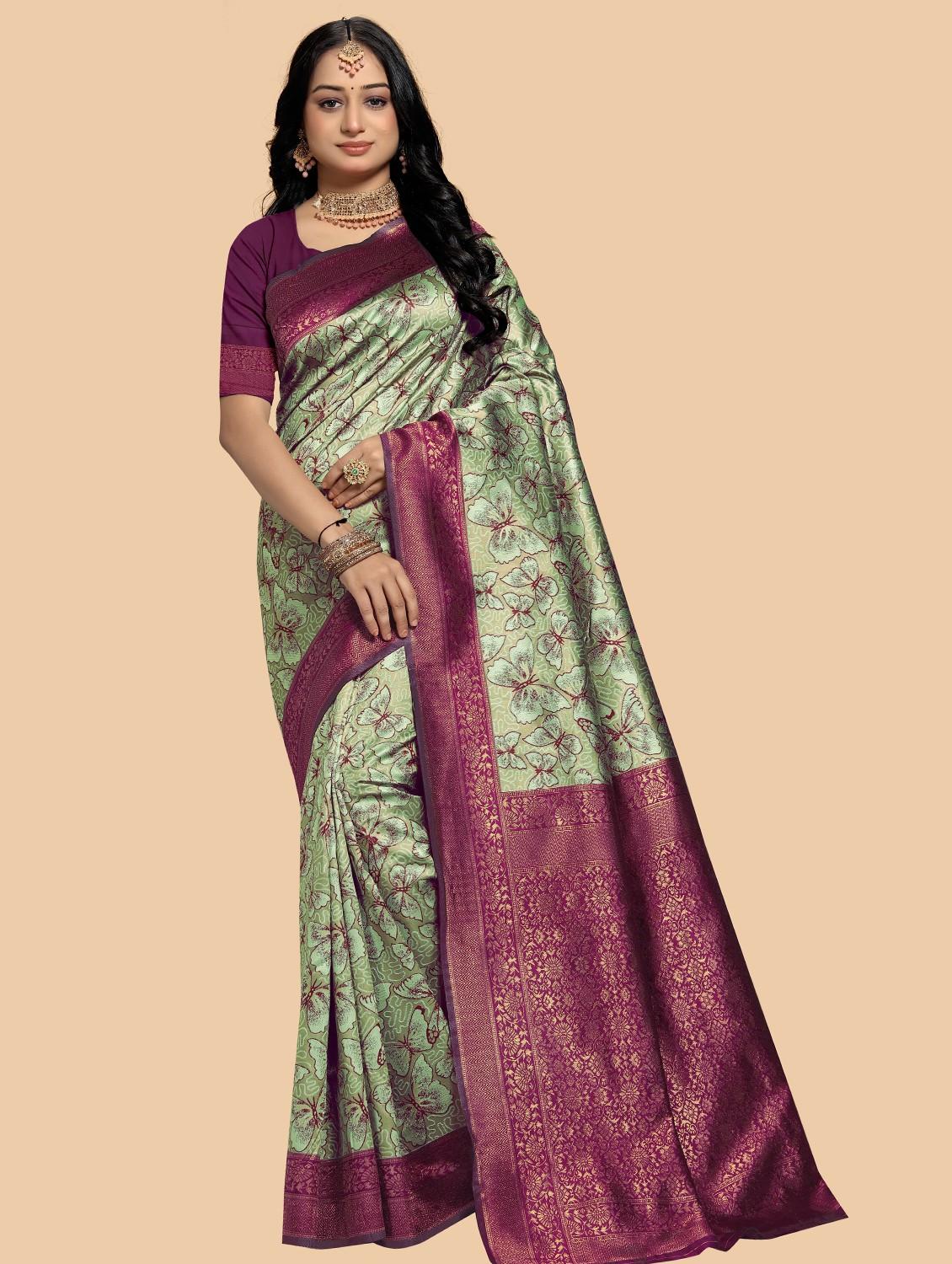 women self design banarasi saree with blouse