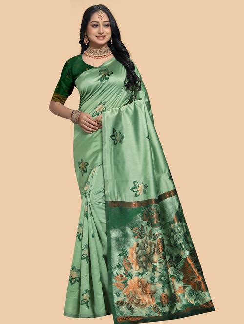 women floral banarasi saree with blouse - 21988697 - Standard Image - 0