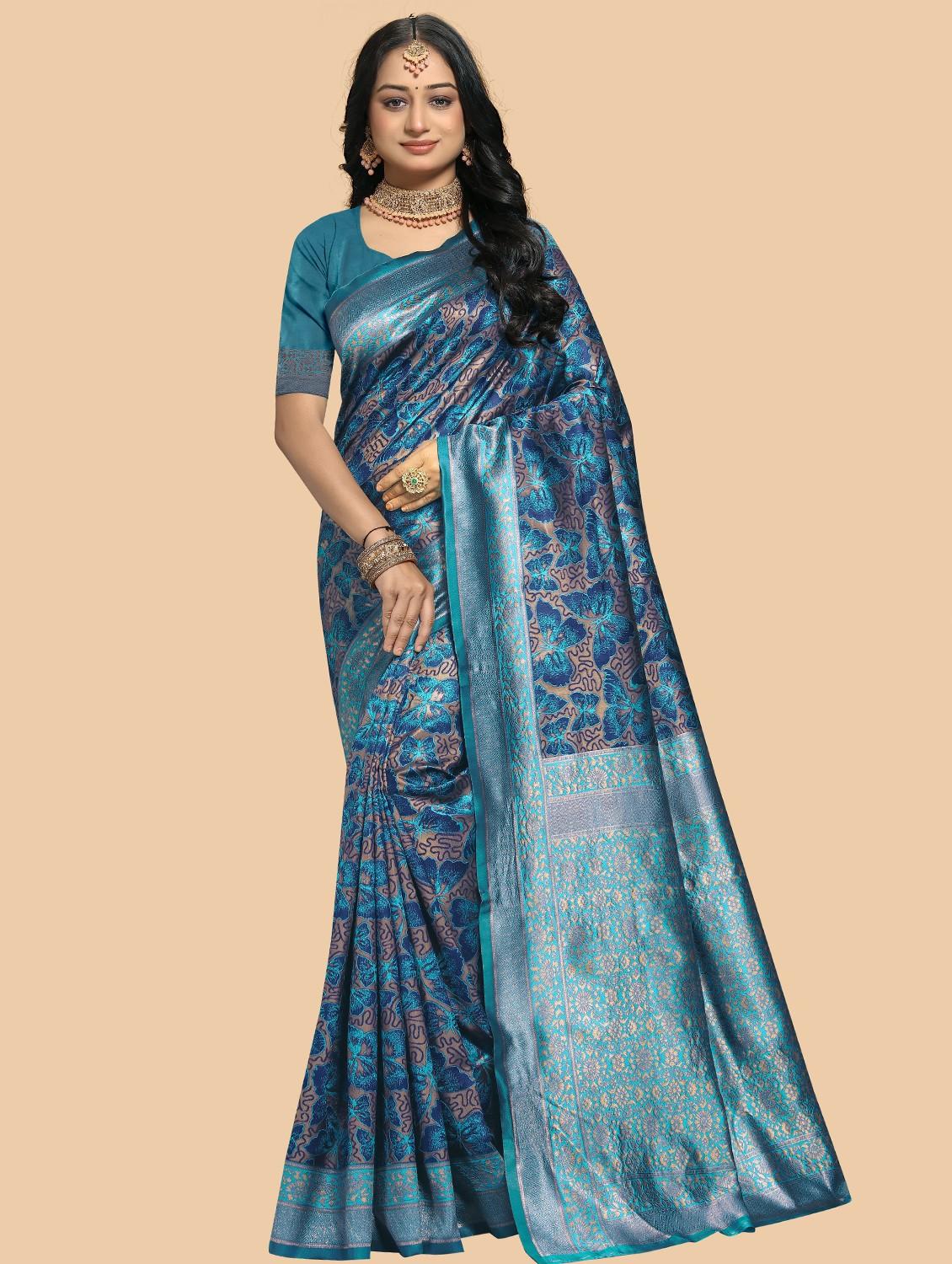 women self design banarasi saree with blouse